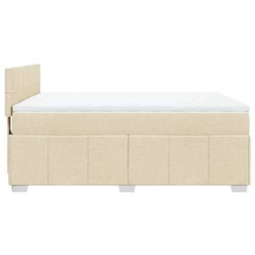 Krevet s oprugama i madracem krem 160x200 cm od tkanine - Krema 160 x 200 cm Blok s kvadratima Cijena