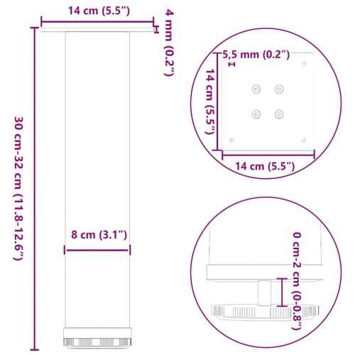 Noge za klub stolić 4 kom. antracit 30-32 cm čelik - Antracit 30-32 cm (80 mm) 1 Cijena