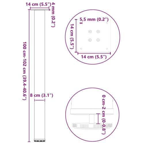Noge za barski stol 4 kom Crne 100-102 cm Čelične - Crna 100-102 cm (80 mm) 1 Cijena