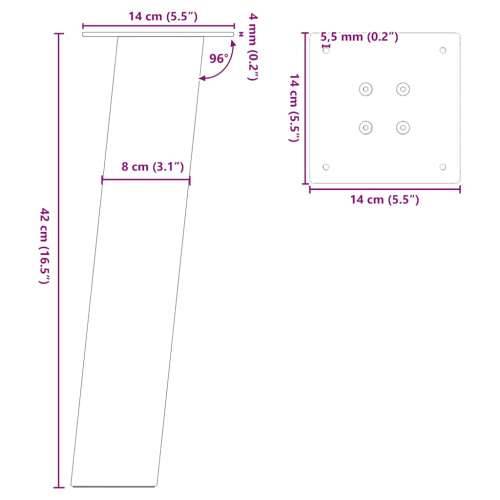 Noge za klub stolić 4 kom. Crne 42 cm Čelik - Crna 42 cm (80 mm) 1 Cijena