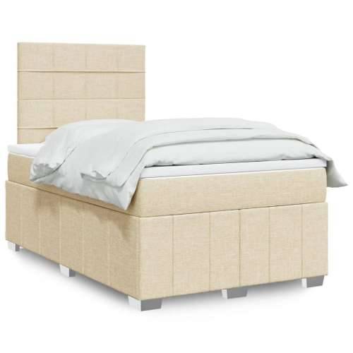 Krevet box spring s madracem krem 120 x 190 cm od tkanine - Krema 120 x 190 cm Blok s kvadratima Cijena