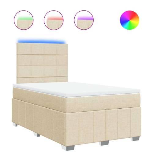 Krevet box spring s madracem krem 120 x 190 cm od tkanine - Krema 120 x 190 cm Blok s kvadratima Cijena