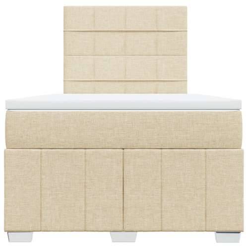 Krevet box spring s madracem krem 120 x 190 cm od tkanine - Krema 120 x 190 cm Blok s kvadratima Cijena