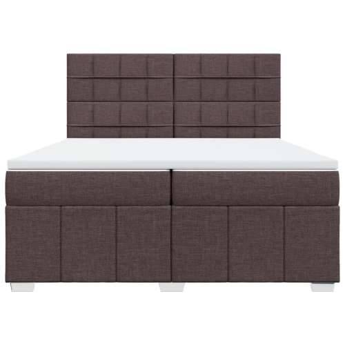 Krevet s oprugama i madracem tamnosmeđi 200x200 cm od tkanine - Tamno smeđa 200 x 200 cm Blok s kvadratima Cijena