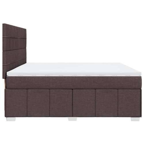 Krevet s oprugama i madracem tamnosmeđi 200x200 cm od tkanine - Tamno smeđa 200 x 200 cm Blok s kvadratima Cijena