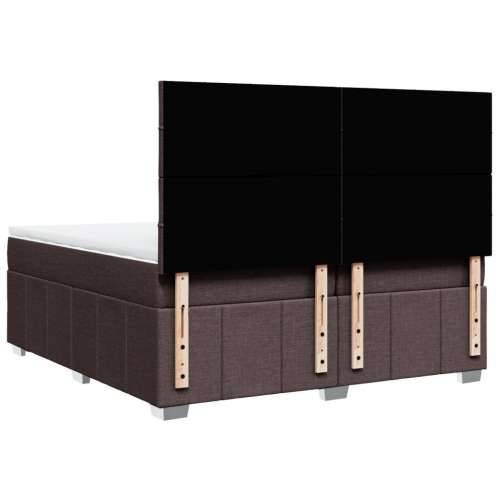 Krevet s oprugama i madracem tamnosmeđi 200x200 cm od tkanine - Tamno smeđa 200 x 200 cm Blok s kvadratima Cijena