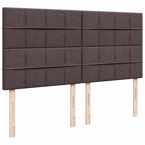 Krevet s oprugama i madracem tamnosmeđi 200x200 cm od tkanine - Tamno smeđa 200 x 200 cm Blok s kvadratima Cijena
