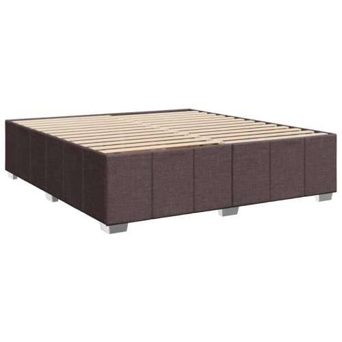 Krevet s oprugama i madracem tamnosmeđi 200x200 cm od tkanine - Tamno smeđa 200 x 200 cm Blok s kvadratima Cijena