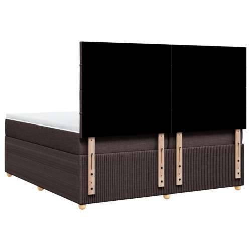 Krevet s oprugama i madracem tamnosmeđi 200x200 cm od tkanine - Tamno smeđa 200 x 200 cm Blok s kvadratima Cijena