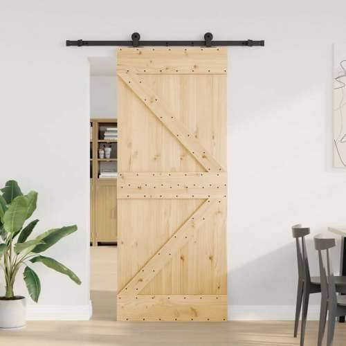 Klizna vrata s priborom za montažu 85 x 210 cm masivna borovina - 85 x 210 cm (152.5 cm) 1 Trokutasti Cijena