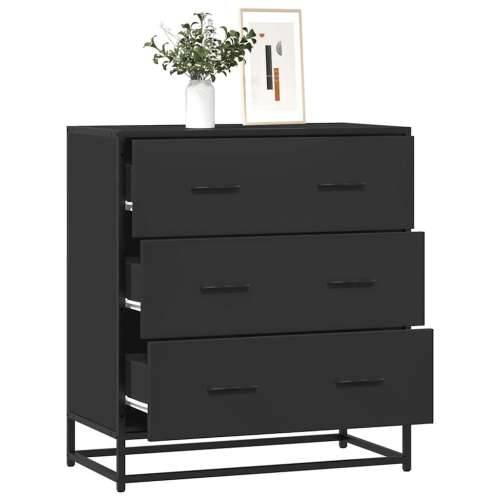 Komoda crna 68x35x76 cm konstruirano drvo i metal - Crna 1 Cijena