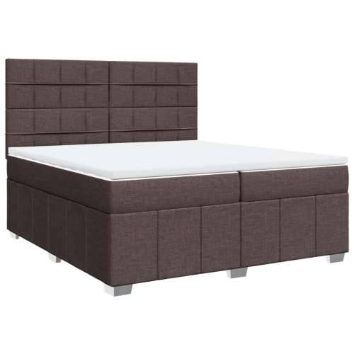 Krevet s oprugama i madracem tamnosmeđi 200x200 cm od tkanine - Tamno smeđa 200 x 200 cm Blok s kvadratima Cijena