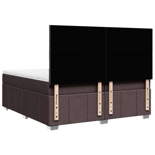Krevet s oprugama i madracem tamnosmeđi 200x200 cm od tkanine - Tamno smeđa 200 x 200 cm Blok s kvadratima Cijena