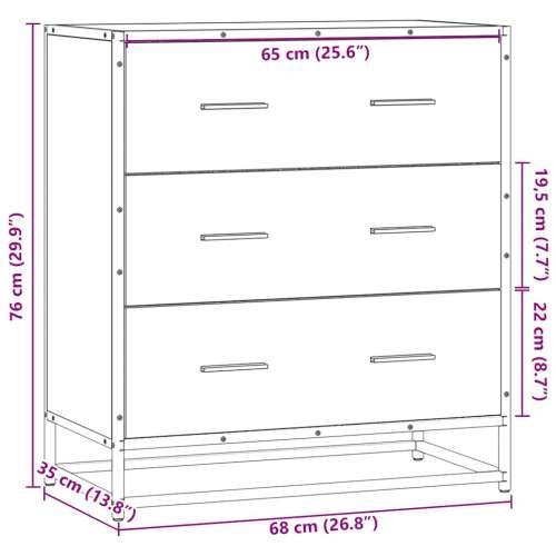 Komoda boja hrasta 68x35x76 cm konstruirano drvo i metal - sonoma hrast 1 Cijena