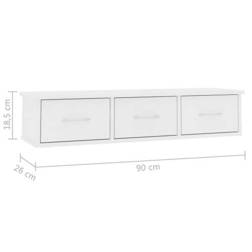 Zidna polica s ladicama bijela 88x26x18,5 cm od iverice Cijena