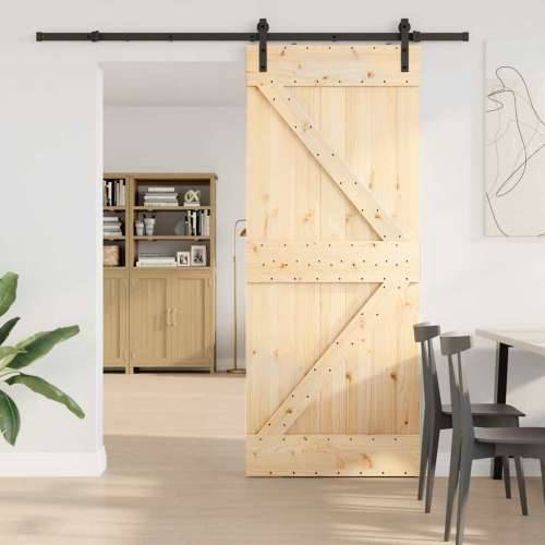 Klizna vrata s priborom za montažu 85 x 210 cm masivna borovina - 85 x 210 cm (213.5 cm) 1 Trokutasti Cijena