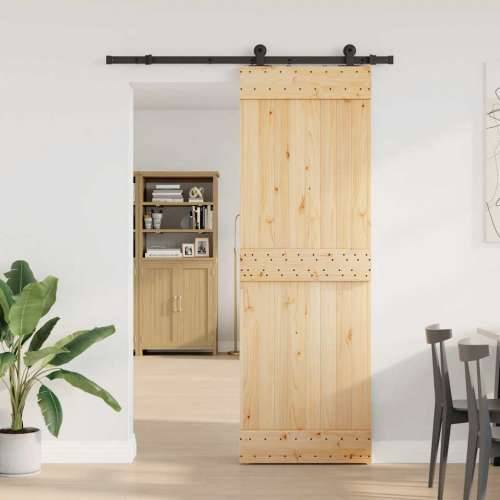 Klizna vrata s priborom za montažu 70 x 210 cm masivna borovina - 70 x 210 cm (152.5 cm) 1 Gladak dizajn Cijena