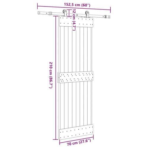 Klizna vrata s priborom za montažu 70 x 210 cm masivna borovina - 70 x 210 cm (152.5 cm) 1 Gladak dizajn Cijena