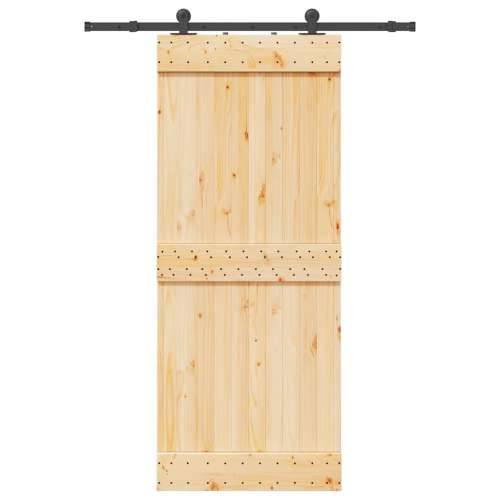 Klizna vrata s priborom za montažu 85 x 210 cm masivna borovina - 85 x 210 cm (152.5 cm) 1 Gladak dizajn Cijena