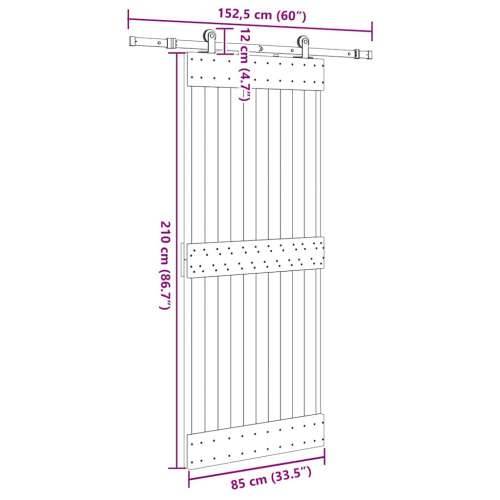 Klizna vrata s priborom za montažu 85 x 210 cm masivna borovina - 85 x 210 cm (152.5 cm) 1 Gladak dizajn Cijena