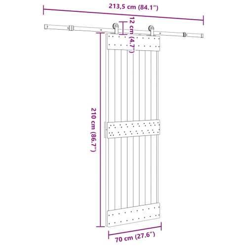 Klizna vrata s priborom za montažu 70 x 210 cm masivna borovina - 70 x 210 cm (213.5 cm) 1 Gladak dizajn Cijena