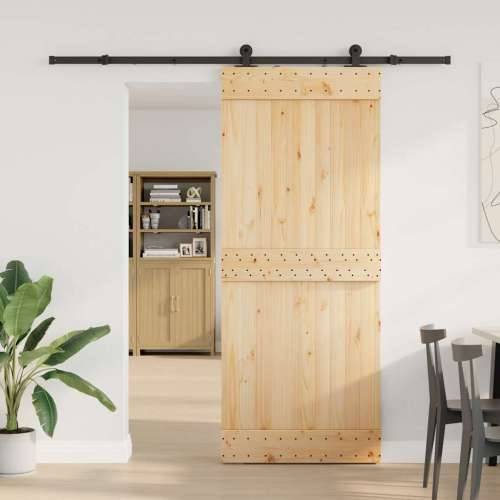 Klizna vrata s priborom za montažu 85 x 210 cm masivna borovina - 85 x 210 cm (213.5 cm) 1 Gladak dizajn Cijena