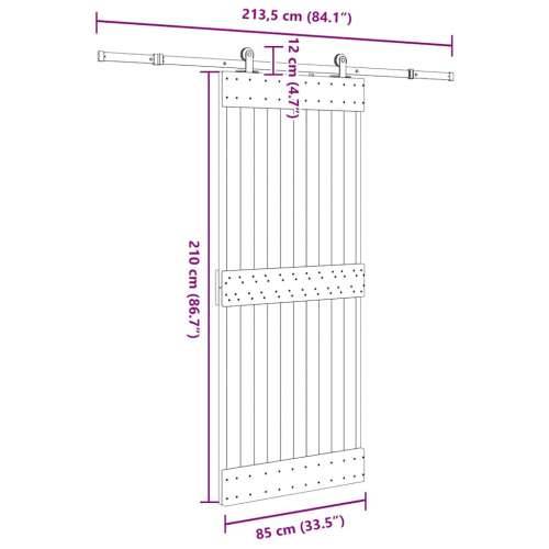 Klizna vrata s priborom za montažu 85 x 210 cm masivna borovina - 85 x 210 cm (213.5 cm) 1 Gladak dizajn Cijena