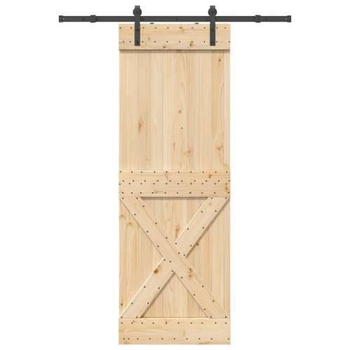Klizna vrata s priborom za montažu 80 x 210 cm masivna borovina - 80 x 210 cm (152.5 cm) 1 križni dizajn Cijena