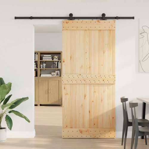 Klizna vrata s priborom za montažu 95 x 210 cm masivna borovina - 95 x 210 cm (213.5 cm) 1 Gladak dizajn Cijena