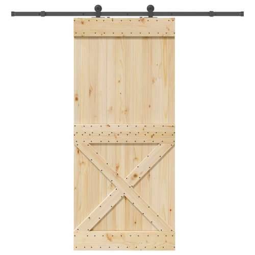 Klizna vrata s priborom za montažu 100x210 cm masivna borovina - 100 x 210 cm (213.5 cm) 1 križni dizajn Cijena