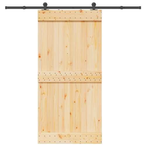 Klizna vrata s priborom za montažu 100x210 cm masivna borovina - 100 x 210 cm (213.5 cm) 1 Gladak dizajn Cijena