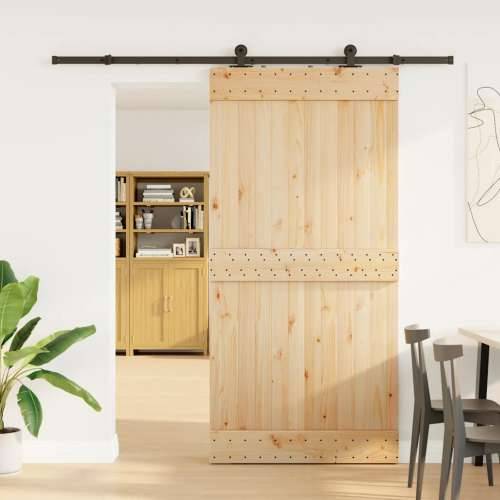 Klizna vrata s priborom za montažu 100x210 cm masivna borovina - 100 x 210 cm (213.5 cm) 1 Gladak dizajn Cijena