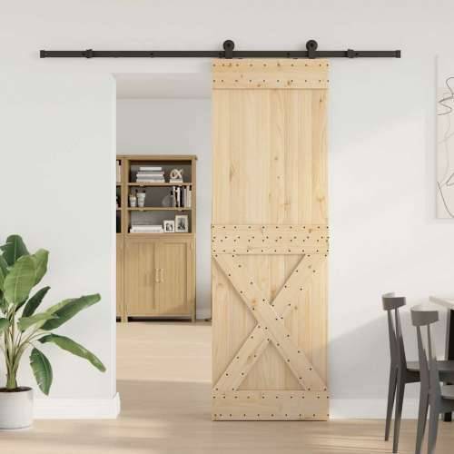 Klizna vrata s priborom za montažu 70 x 210 cm masivna borovina - 70 x 210 cm (213.5 cm) 1 križni dizajn Cijena