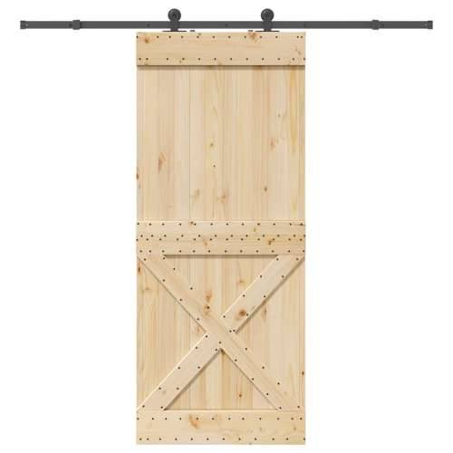 Klizna vrata s priborom za montažu 95 x 210 cm masivna borovina - 95 x 210 cm (213.5 cm) 1 križni dizajn Cijena