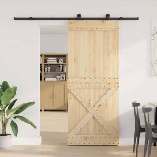 Klizna vrata s priborom za montažu 95 x 210 cm masivna borovina - 95 x 210 cm (213.5 cm) 1 križni dizajn Cijena