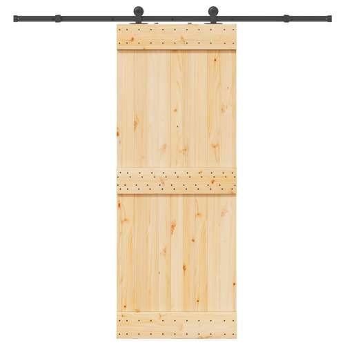 Klizna vrata s priborom za montažu 80 x 210 cm masivna borovina - 80 x 210 cm (213.5 cm) 1 Gladak dizajn Cijena