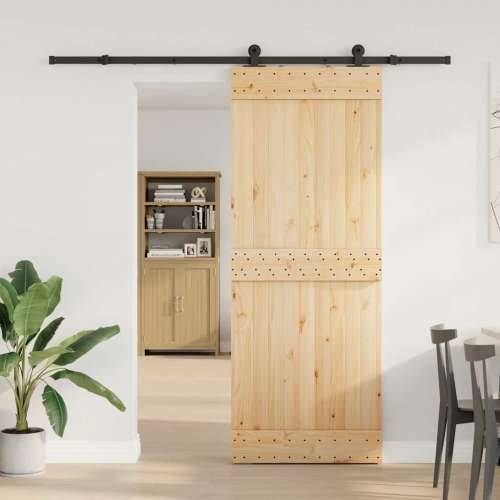 Klizna vrata s priborom za montažu 80 x 210 cm masivna borovina - 80 x 210 cm (213.5 cm) 1 Gladak dizajn Cijena