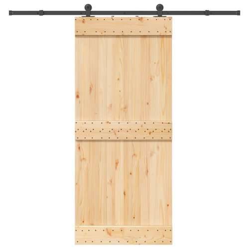 Klizna vrata s priborom za montažu 90 x 210 cm masivna borovina - 90 x 210 cm (213.5 cm) 1 Gladak dizajn Cijena