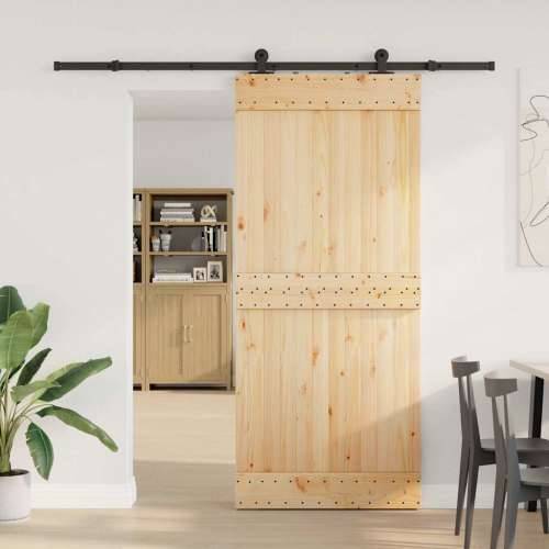 Klizna vrata s priborom za montažu 90 x 210 cm masivna borovina - 90 x 210 cm (213.5 cm) 1 Gladak dizajn Cijena