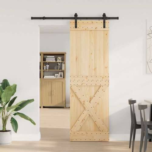 Klizna vrata s priborom za montažu 70 x 210 cm masivna borovina - 70 x 210 cm (152.5 cm) 1 križni dizajn Cijena