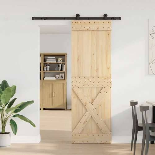 Klizna vrata s priborom za montažu 70 x 210 cm masivna borovina - 70 x 210 cm (152.5 cm) 1 križni dizajn Cijena