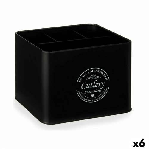Višenamjenska Košara Komada Pribora za Jelo Crna Metal 18 x 13,3 x 15,3 cm (6 kom.) Cijena