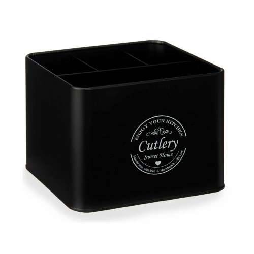Višenamjenska Košara Komada Pribora za Jelo Crna Metal 18 x 13,3 x 15,3 cm (6 kom.) Cijena