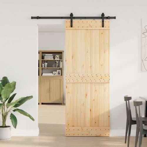 Klizna vrata s priborom za montažu 80 x 210 cm masivna borovina - 80 x 210 cm (152.5 cm) 1 Cijena