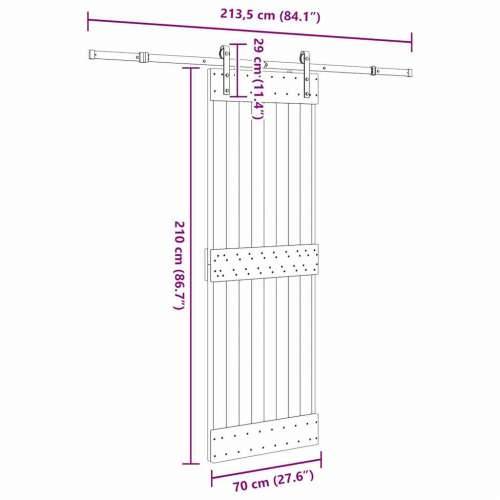Klizna vrata s priborom za montažu 70 x 210 cm masivna borovina - 70 x 210 cm (213.5 cm) 1 Cijena