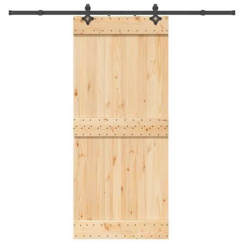 Klizna vrata s priborom za montažu 90 x 210 cm masivna borovina - 90 x 210 cm (213.5 cm) 1 Gladak dizajn Cijena