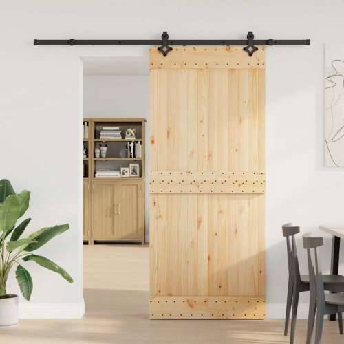 Klizna vrata s priborom za montažu 90 x 210 cm masivna borovina - 90 x 210 cm (213.5 cm) 1 Gladak dizajn Cijena