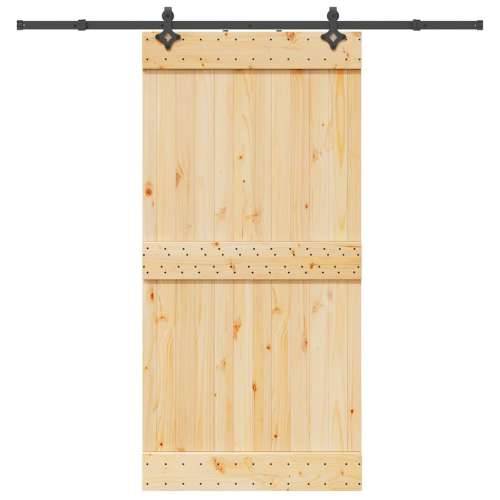 Klizna vrata s priborom za montažu 100x210 cm masivna borovina - 100 x 210 cm (213.5 cm) 1 Gladak dizajn Cijena