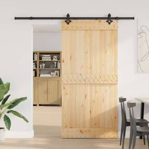 Klizna vrata s priborom za montažu 100x210 cm masivna borovina - 100 x 210 cm (213.5 cm) 1 Gladak dizajn Cijena