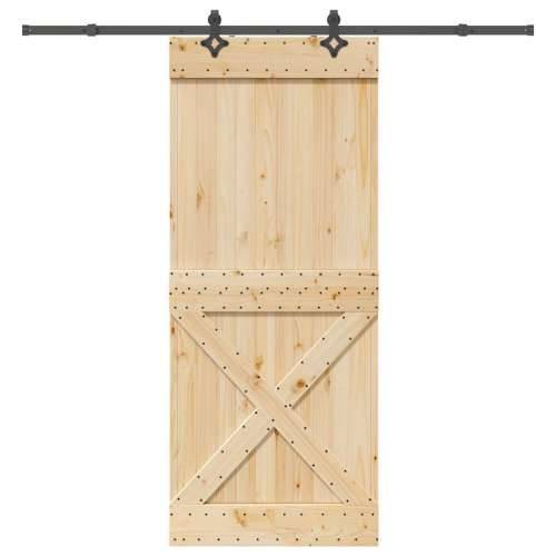 Klizna vrata s priborom za montažu 95 x 210 cm masivna borovina - 95 x 210 cm (213.5 cm) 1 križni dizajn Cijena